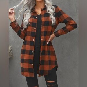 Women’s Versatile Color Block Plaid Shacked Jacket Size L PTP 22”